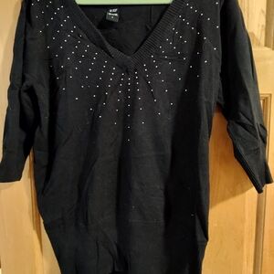 Torrid Black V-Neck Sweater with Silver Accents